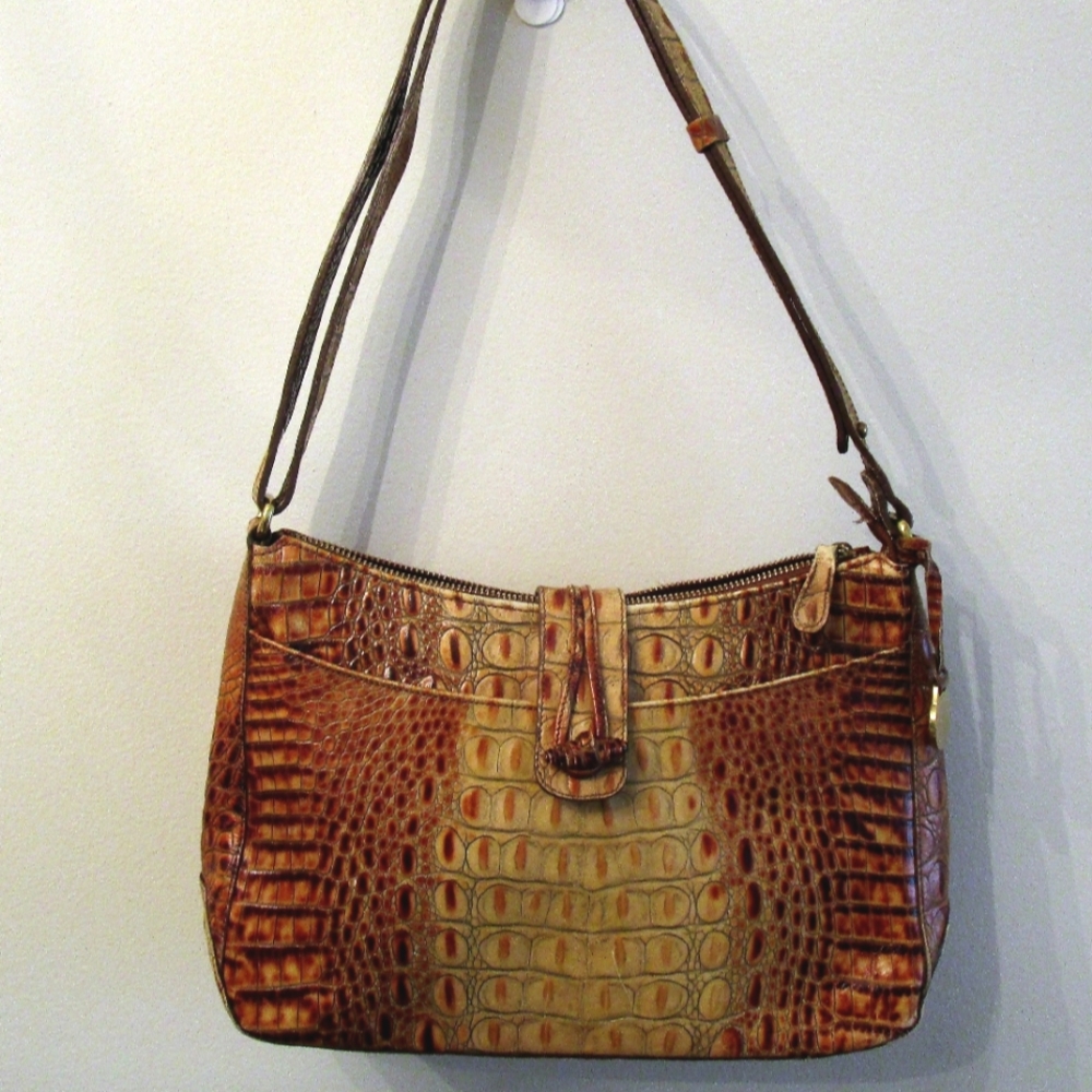 *Free Shipping* Vintage BRAHMIN Isabelle Toasted Almond Italian Leather Purse